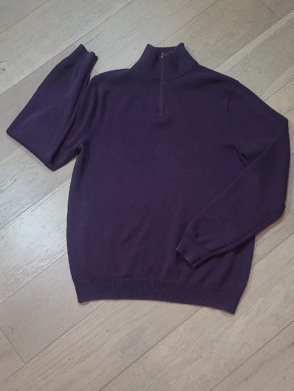 J. Crew Sweater Men's sz XLT Purple 1/4 Zip Cotton Blend Knit Sweater
